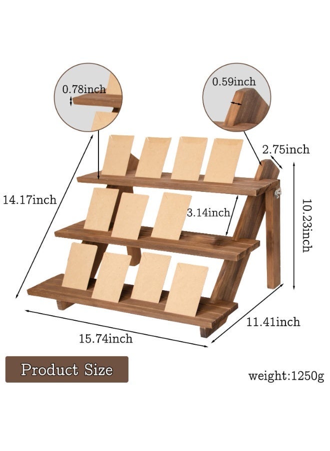 HPMY Multi-Functional Jewelry Storage Stand, 3-Tier Ornament Display Holder, Desk Organizer for Rings, Earrings & Necklaces - Brown - Image 3